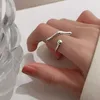 Cluster Rings Fashion Silver Color Irregular Twined Creative Punk Water Drop Texture Adjustable Opening For Women Girls Jewelry