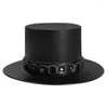 Berets Steampunk Top Hat para Adulto PU Leathers Magician Cap Vintage Victorian Cosplay Traje Mulheres Homens Role Play Props