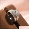 Band Rings Fashion Brand Rings for Women Top Designer S925 Sterling Sier Women039S Ring Luxury Fl Diamond Engagement Jewelry Ring DHVR0