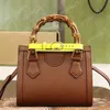 Luxury designer diana bamboo tote bag classic handbags shoulder crossbody women men lady mini purse wallet small genuine leather mirror quality