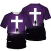 Männer T-Shirts 3D Kreuz Druck Männer T-shirt Jesus 2021 Sommer O Hals Kurzarm T-stücke Tops Christian Stil Männliche Kleidung fashio2747