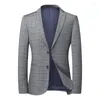 Erkek Suit 2023 Bahar Yüksek kaliteli yakışıklı mikro elastik olmayan demirleme karşıtı olmayan boş zaman trend takım elbise düz renkli ceket