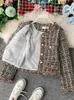 Kurtki damskie jesienne zima vintage tweed kurtka płaszcz kobiety małe zapach patchwork koreańskie wełniane płaszcze eleganckie krótkie odzież wierzchnią 231011