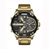 Montre en acier inoxydable pour hommes avec grand cadran montres à quartz pour hommes DZ montres d'affaires de luxe à la mode pour hommes montres en cuir 22280A