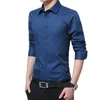 Camicie casual da uomo Camicie a maniche lunghe da uomo bianche Camicia formale in cotone monopetto con scollo quadrato Moda uomo Slim Camisa Chemise 231011