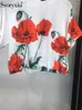 Mulheres Camisetas Svoryxiu Alta Qualidade Verão Designer Moda Vintage Rosa Impressão Casual T-shirt Tops Manga Curta Reta