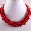 Chokers 48MM Red Coral Necklace Natural Stone Chip Beads For Women Jewelry Gift WholesaleDrop E033 231010