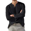 Męskie swetry lniane koszula mężczyźni Krótki oddychający wygodny solidny kolor długi rękaw Harajuku swobodna bluzka hawajska koszula oversize topy s-5xl 231011