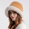 Wide Brim Hats Bucket Hats Winter Plus Velvet Fur Lamb Hair Female Bucket Hat Casual Wide Brim Warm Plush Pot Hat Fashion Plush Fleece Fisherman Hats 231010