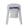 Mulheres camisetas Mulheres Colheita Tops Carta Imprimir Manga Longa Camisa Casual Pulôveres para Club Streetwear Estética Grunge Roupas