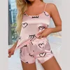 Moda sutowa damska seksowna kwiatowa piżama zestaw 2 sztuki piżamowy jedwabny satynowy top i szorty piżamie dla kobiet prezent