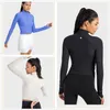 LL-1577 Damen LU Yoga Langarm-Jacken-Outfit, einfarbig, gerippt, Sport, formend, Taille, eng, Fitness, locker, Jogging, Sportbekleidung für Damen