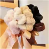 Hair Accessories Women Elegant Ribbon Soft Plush Elastic Hair Bands Winter Sweet Scrunchie Tie Rubber Fashion Accessories Hair Product Dh5Kx