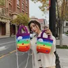 Exquisite Evening Bags Rainbow Bag Women's Fashion Foreign Style Wool Knitted Finished Net Red Live Pearl Shoulder Messenger Handbag 230828