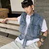 Men's Vests Vintage Sleeveless Cargo Jacket Streetwear Casual Denim Vest Men Fashion Coats Male Waistcoat Loose Men Clothing Jeans Gilets 231010