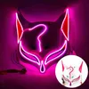 Costume Accessories Glowing Demon Slayer Mask Cosplay Japanese Cartoon Neon Light Sarai Mascara Luminous Led Fox Mask For Halloween ChristmasL231011