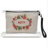 Sublimation Linen Makeup Bag Favor DIY Blank Coin Purse Pencil Bags Transfer Coating Storage Pouch Christmas Gifts