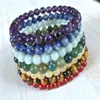 SN1141 Högkvalitativ 6 mm Gemstome Chakra Mala Armband Moss Agate Amethyst Lapis Lazuli Tiger Eye Armband Trendy Armband Set192s