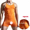 Undershirts sexy roupa interior de uma peça collant sem mangas camisetas de fitness roupas esportivas mans macacões wrestling singlet algodão colete