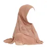 민족 의류 무슬림 소녀 히잡 터번 모자 머리 랩 아랍 머리 스카프기도 숄 어린이 3-8 년 헤드웨어
