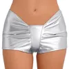 Shorts femininos pu couro verão biker mulheres sexy baixa ascensão ruched lateral bodycon push up calças femininas streetwear night club wear