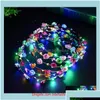 Jewelry Other Fashion Accessories Aessoriesflashing Led Hairbands Strings Glow Flower Crown Headbands Light Party Rave Floral Hair Gar Dhypg