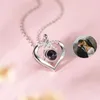 Charms Custom Projection Po Necklace Heart Chain Customized Personalized Pendant Memorial Wedding Jewelry Gifts 231010