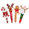 Nya 24 -tums uppblåsbara julballonger Dekorationer Hand Holding Foil Ballongs Stick Party Home Decor Santa Claus Snowman Deer Xmas Kids Globos