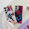 Capas cromadas de flores elegantes para Samsung A54 A34 A14 5G A24 A53 A13 S23 Ultra S22 S21 Iphone 15 Plus 14 Pro Max 13 Bird Butterfly Chapeamento Galvanizado Hard PC TPU Capa