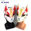 Costume Accessories Anime Cosplay Dcor Japanese Fox Mask LED Neon Light Mask Halloween Come Mask Luminous LED Mask DJ Dance Glow Party PropsL231011