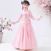 Roupas étnicas Meninas Lace Cheongsam Chinês Flor Vestido Pageant Crianças Vestidos de Princesa para Festa e Casamento Prom Vestidos Chino Robe