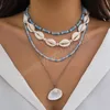 Layered Small Seed Beads and Shell Beaded Chains with Pendant Necklace for Women Fashion Jewelry Accessories on Neck Female