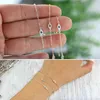 100% 925 Sterling Silver Söt härlig Blue White Cz Evil Eye Link Minimal Delicate Thin Chain Women Girl Bedårande armband234R