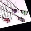 Pendant Necklaces Reiki Healing Quartz Stone Necklace Braid Net Pocket Crystal Natural Mineral Fluorite Labradorite286R