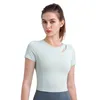 Ll limons yoga t-shirts u camicia da donna ad alta elastica in corsa traspirante top rapido asciugatura senza soluzione di continuità a maniche corta palestra indossa Rnning qick