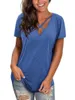 Women's T Shirts Womens Short Summer Sleeve V Neck Tops Criss Cross T-Shirts Casual Loose Cotton Tees