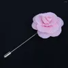 Decorative Flowers 12pcs Simple And Neutral Corsage Silk Flower Rose Bud Pink Groom Suit Pin Handmade Business Wedding Accessories XH0715 12