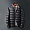 Herrjackor ultralätt ner jacka Slim Loose Warm Winter Puffer Hooded Coats Stand Collar dragkedja Kort kappa Ytterkläder plus storlek