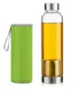 Transparent 500 ml Glass Drinkware Bottle With Tea Infuser Siler and Protection Hleeve 303q