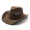 Suede Fedora Hats for Women Men Woolen Western Cowboy Hat Autumn Winter Jazz Church Outdoor Travel Sun Cap