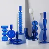 Dekorative Objekte Figuren Blaue Arten von Kerzenständern Hochzeitsdekoration Kerzenhalter aus Glas für Stick Blumenvase Zuhause 231010