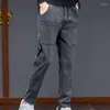 Men's Pants Autumn Fashion Loose Straight Tube High Elastic Jacquard Six Pocket Versatile Western Style Casual