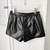 Shorts femininos Lauri Laki PU Couro Mulheres Vintage Preto Cintura Alta Perna Larga Outono 2023