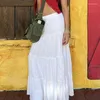 Jupes Couture Casual Frill Blanc Lâche Maxi Jupe Vêtements Coréens Chic Plage Vacances Femme Tenues Y2K Solide