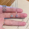 Small Square Diamond Pendant Flash Female Necklace Minority Design Feeling Light Luxury Temperament Simple Clavicle Chain260l