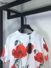 Mulheres Camisetas Svoryxiu Alta Qualidade Verão Designer Moda Vintage Rosa Impressão Casual T-shirt Tops Manga Curta Reta