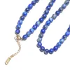 Chokers 6mm Doğal Lapis Lazuli Boncuklu Strand Ciski Kolye Kadın Mücevherleri Paslanmaz ıstakoz toka Doğum Günü Hediyeleri 16 "231010