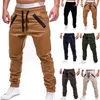 Mannen cargo Midden taille broek herfst tether voet hip hop harem joggers mannelijke broek mannen effen multipocket skinny fit sweatp254W