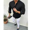 メンズドレスシャツファッションメンズ夏の長袖シャツボタンアップビジネスワークスマートフォーマルトップブラックホワイトブルーピンク257o