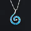 Pendant Necklaces Blue Fire Opal Three Fish Hook Necklace For Gift280o